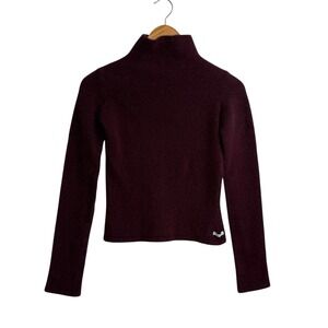 American Eagle Womens Sweater XS Burgundy Wool Vintage Turtle Neck y2k